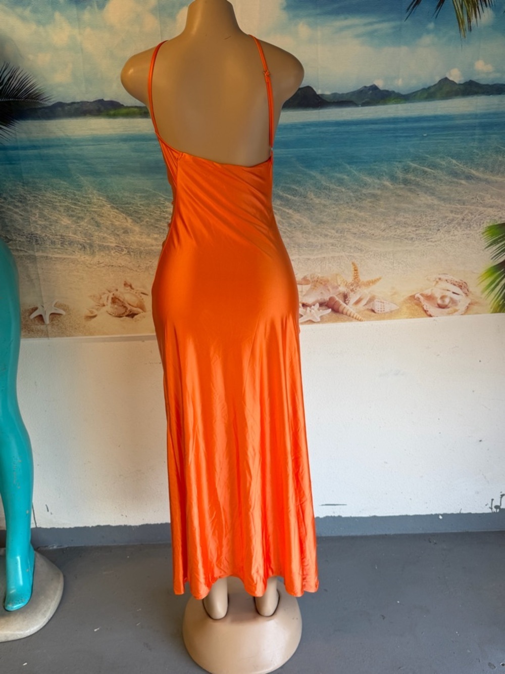 One-Shoulder Orange Evening Gown - - Picture 4 of 6